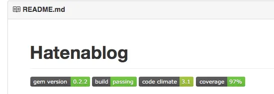 Code Climateのバッジを貼ったREADME
