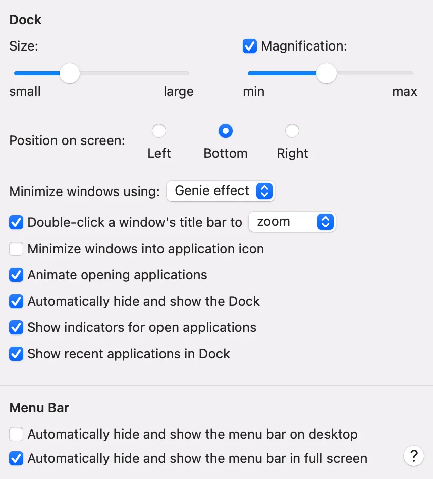 Dockの設定